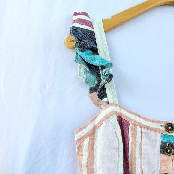 J.CREW | NWT BUTTON UP MIDI DRESS IN MIXED COLORED STRIPES SIZE 6 LINEN - Picture 7 of 10